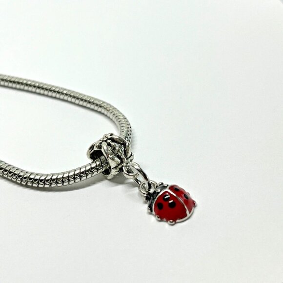 Red & Black Ladybug Charm Dangle for European Bracelet Insect Mascot - Picture 2 of 4